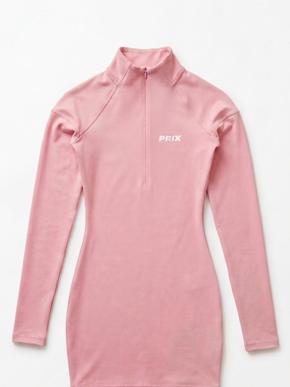 PRIX Pink Long-Sleeve Bodycon Zip Dress